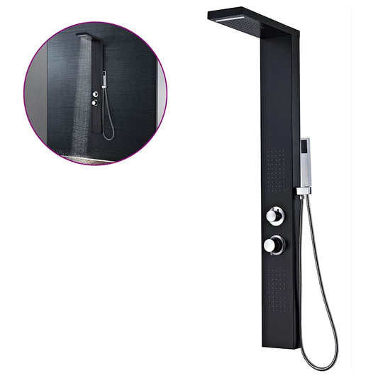 vidaXL Στήλη Ντους Υδρομασάζ Μαύρη Ματ από Αλουμίνιο