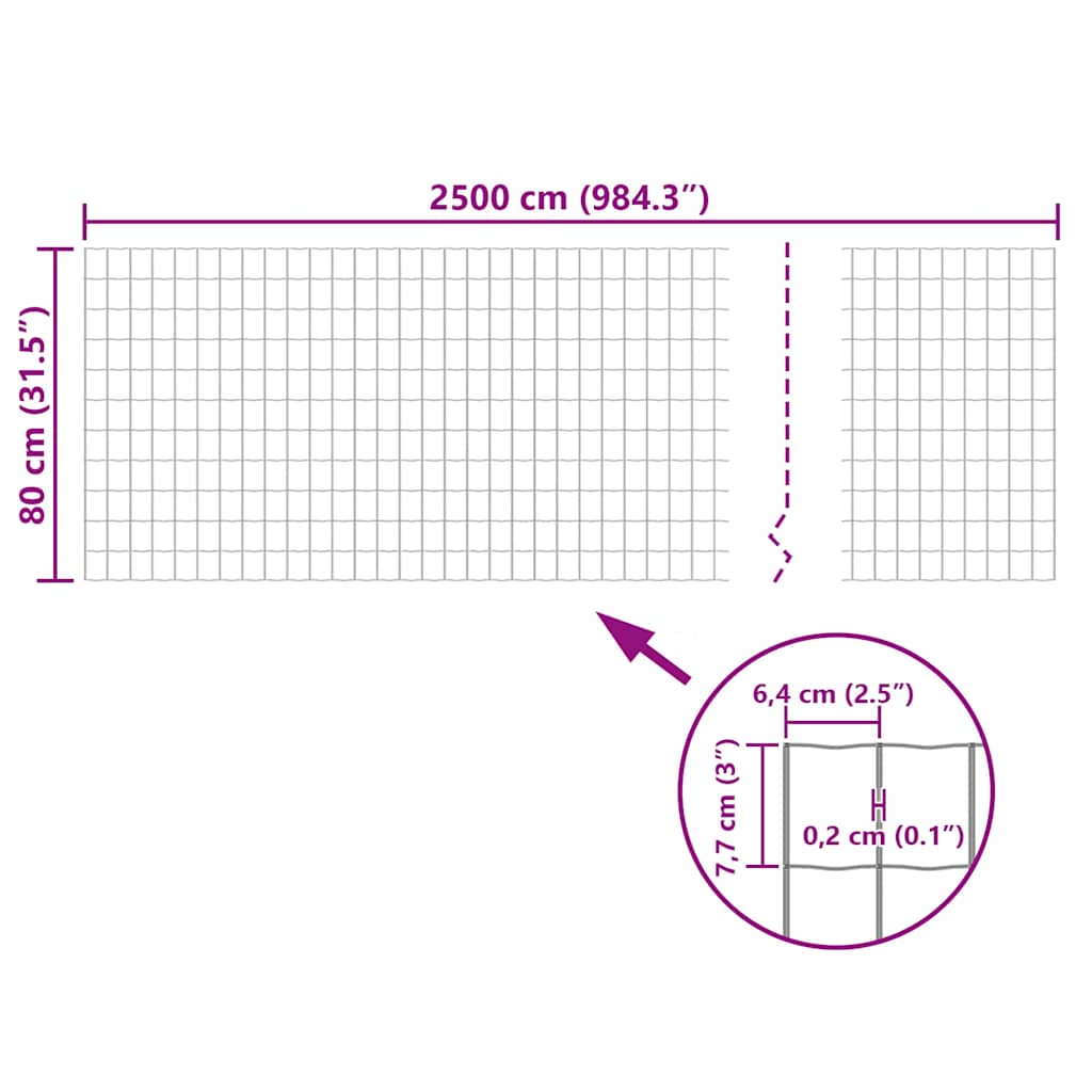 vidaXL Συρματόπλεγμα Γκρι 25 x 0,8 μ. Ατσάλινο