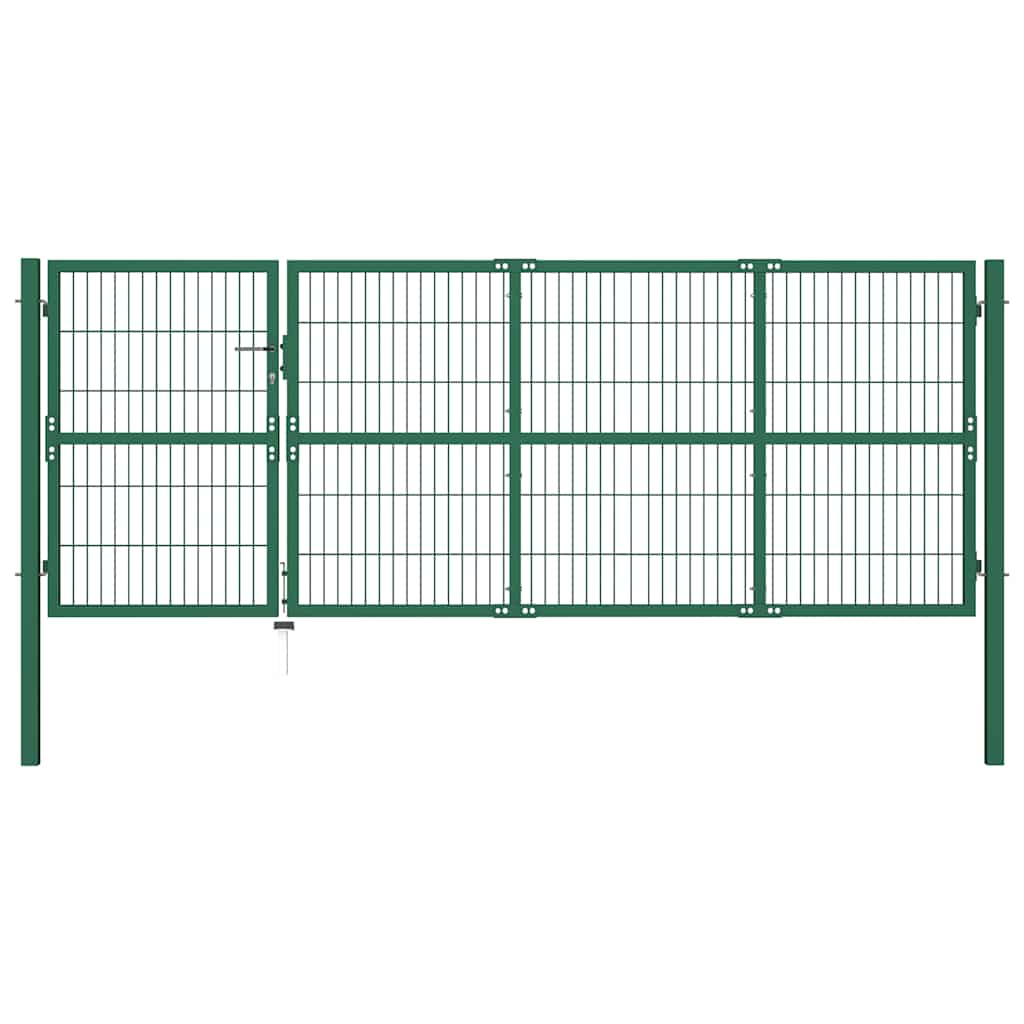vidaXL Πύλη Φράχτη Κήπου με Στύλους 350x120 εκ. Ατσάλινο Πράσινο