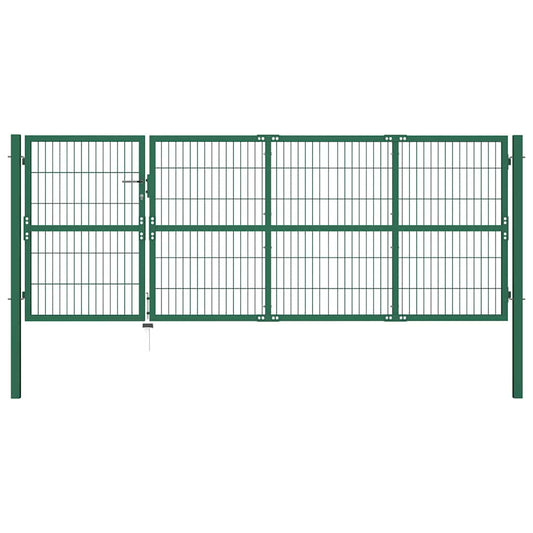 vidaXL Πύλη Φράχτη Κήπου με Στύλους 350x120 εκ. Ατσάλινο Πράσινο