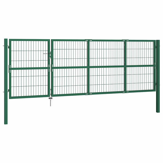 vidaXL Πύλη Φράχτη Κήπου με Στύλους 350x120 εκ. Ατσάλινο Πράσινο