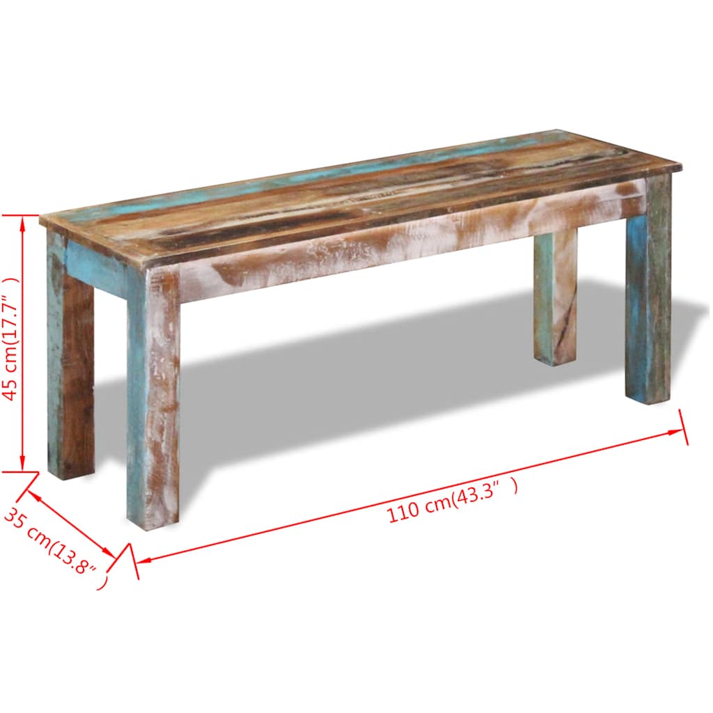 vidaXL Πάγκος 110 x 35 x 45 εκ. από Μασίφ Ανακυκλωμένο Ξύλο