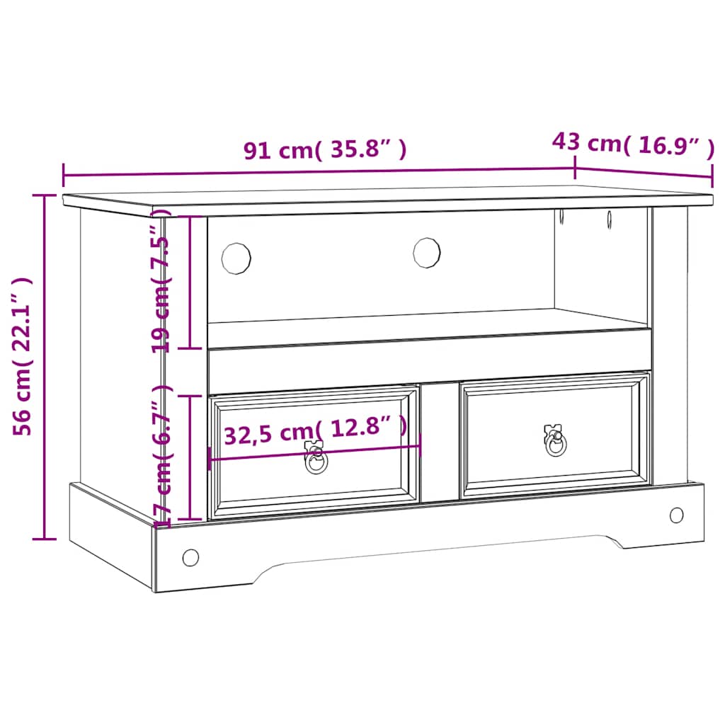 vidaXL Έπιπλο Τηλεόρασης Μεξικ. Στιλ Corona 91x43x56 εκ. Ξύλο Πεύκου