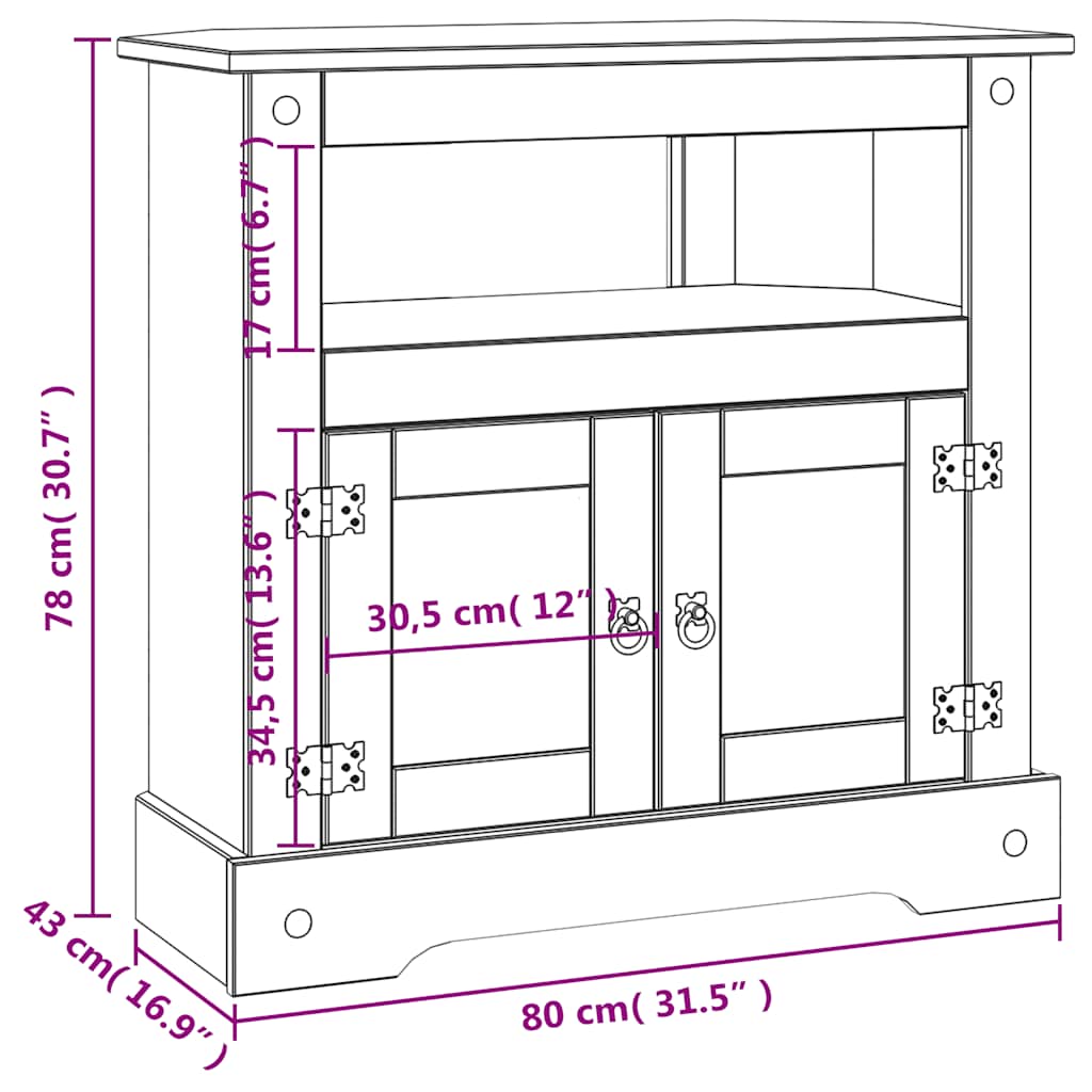 vidaXL Τραπέζι Κονσόλα Μεξικ. Στιλ Corona 80x43x78 εκ. Ξύλο Πεύκου