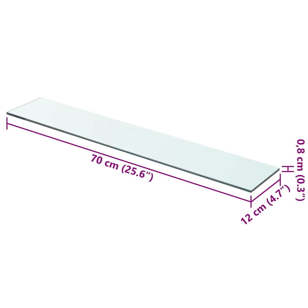 vidaXL Ράφι Πάνελ Διάφανο 70 x 12 εκ. Γυάλινο