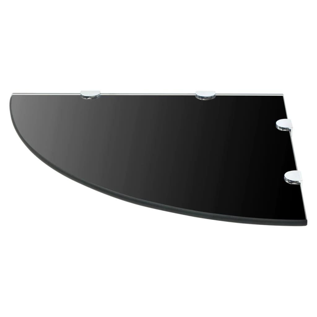 vidaXL Ράφι Γωνιακό Μαύρο 45 x 45 εκ. Γυάλινο με Στηρίγματα Χρωμίου