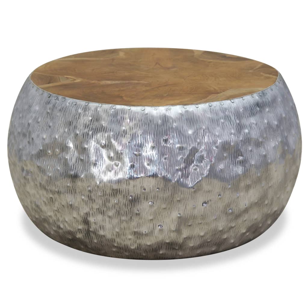 vidaXL Τραπεζάκι Σαλονιού 60 x 60 x 30 εκ. από Αλουμίνιο / Ξύλο Teak