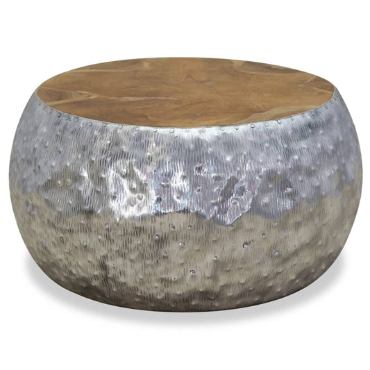 vidaXL Τραπεζάκι Σαλονιού 60 x 60 x 30 εκ. από Αλουμίνιο / Ξύλο Teak