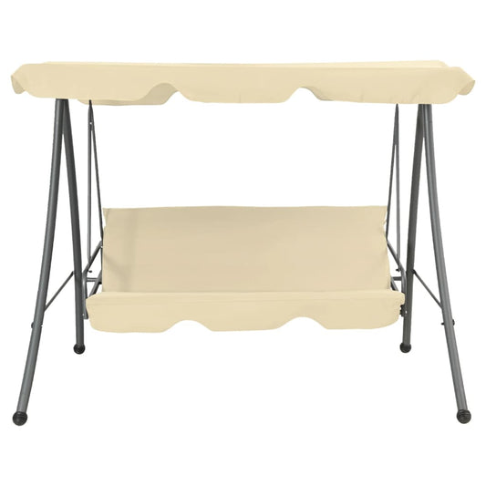 vidaXL Παγκάκι Κούνια Εξωτερικού Χώρου Λευκό της Άμμου με Σκίαστρο