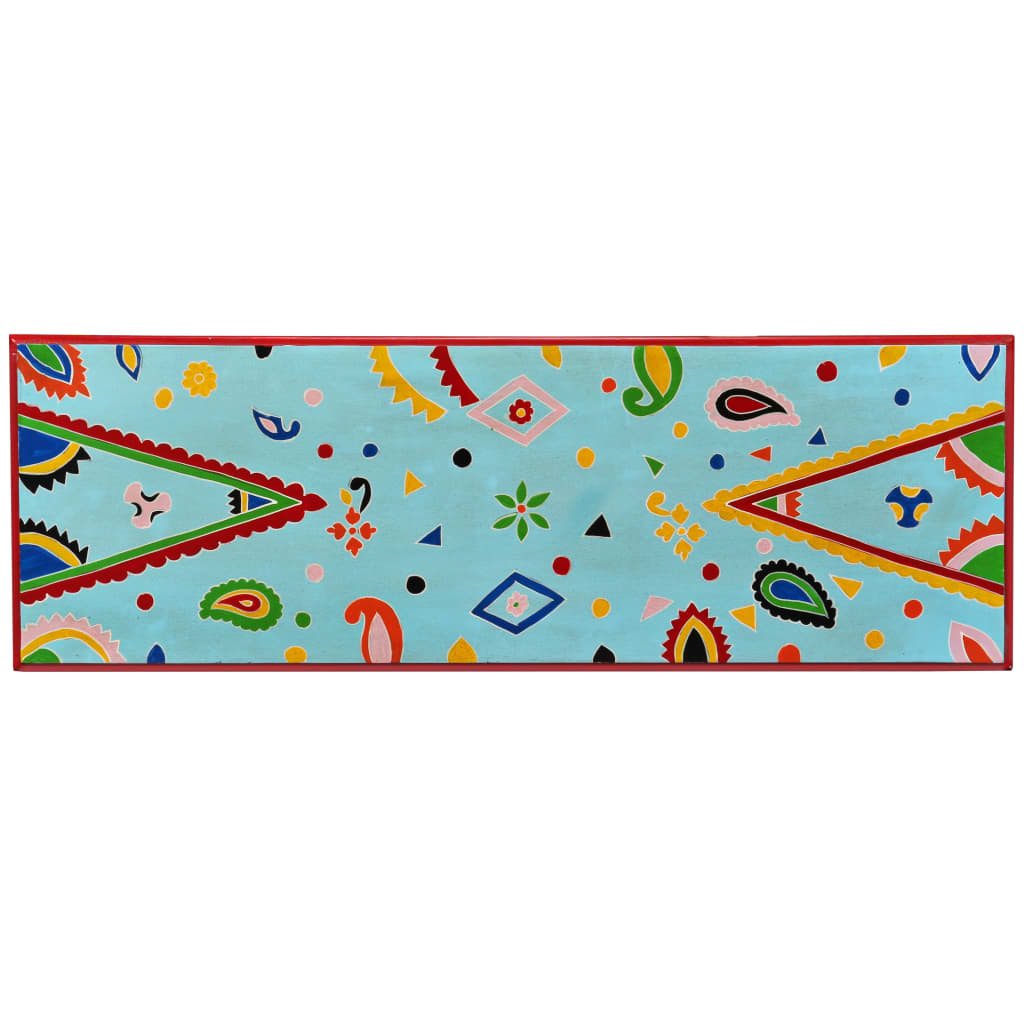 vidaXL Κονσόλα Τραπέζι με Χειροπ. Λεπτομέρειες Μπλε Μασίφ Ξύλο Μάνγκο