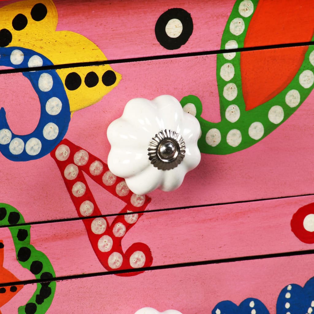 vidaXL Κονσόλα Τραπέζι με Χειροπ. Λεπτομέρειες Ροζ Μασίφ Ξύλο Μάνγκο