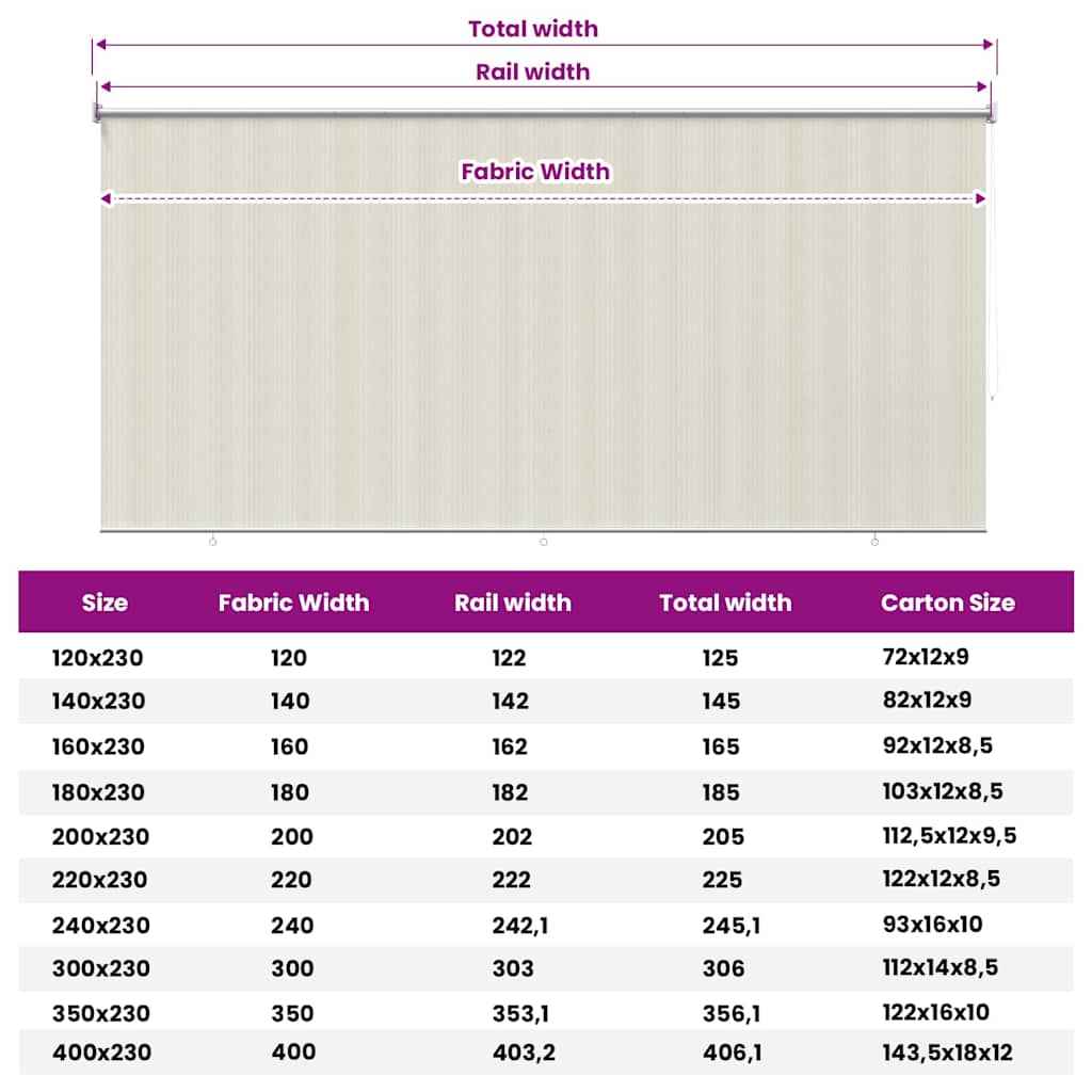 vidaXL Στόρι Σκίασης Ρόλερ Εξωτερικού Χώρου 405(Π) x 230(Υ) εκ. Κρεμ