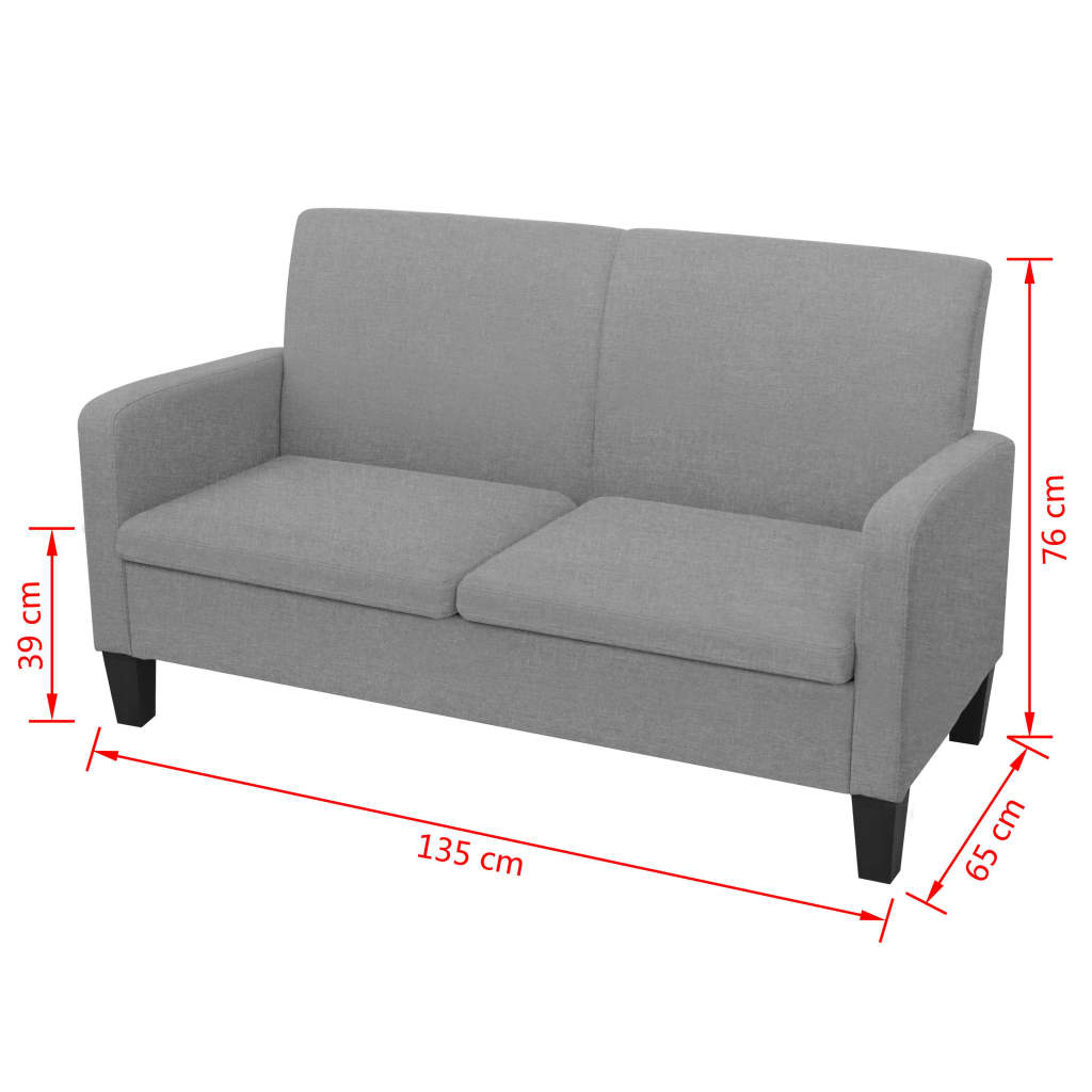vidaXL Καναπές Διθέσιος Ανοιχτό Γκρι 135 x 65 x 76 εκ.