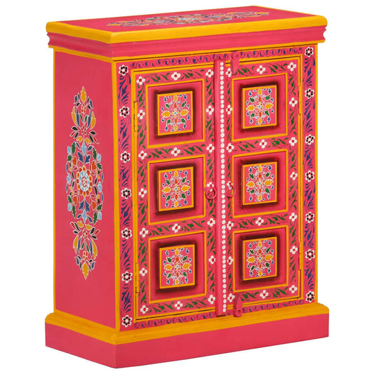 vidaXL Ψηλός Μπουφές με Χειροποίητες Λεπτομέρειες Ροζ από Ξύλο Μάνγκο