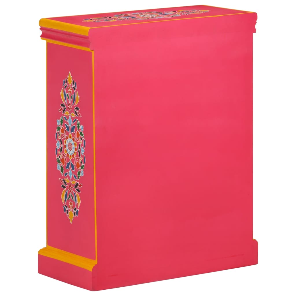 vidaXL Ψηλός Μπουφές με Χειροποίητες Λεπτομέρειες Ροζ από Ξύλο Μάνγκο