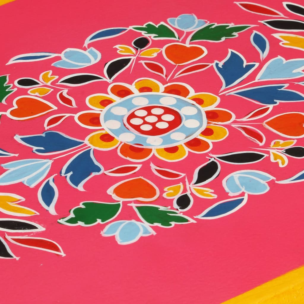 vidaXL Ψηλός Μπουφές με Χειροποίητες Λεπτομέρειες Ροζ από Ξύλο Μάνγκο