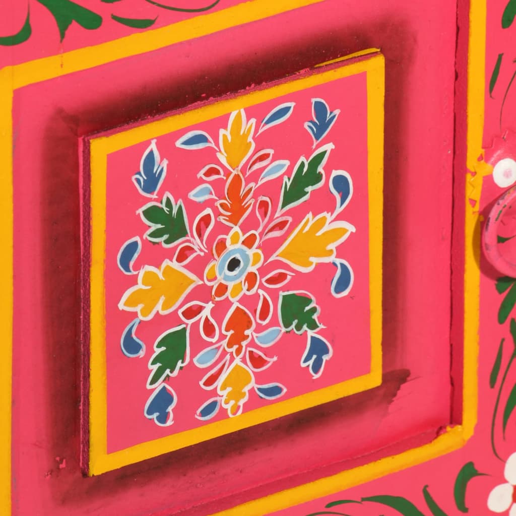 vidaXL Ψηλός Μπουφές με Χειροποίητες Λεπτομέρειες Ροζ από Ξύλο Μάνγκο