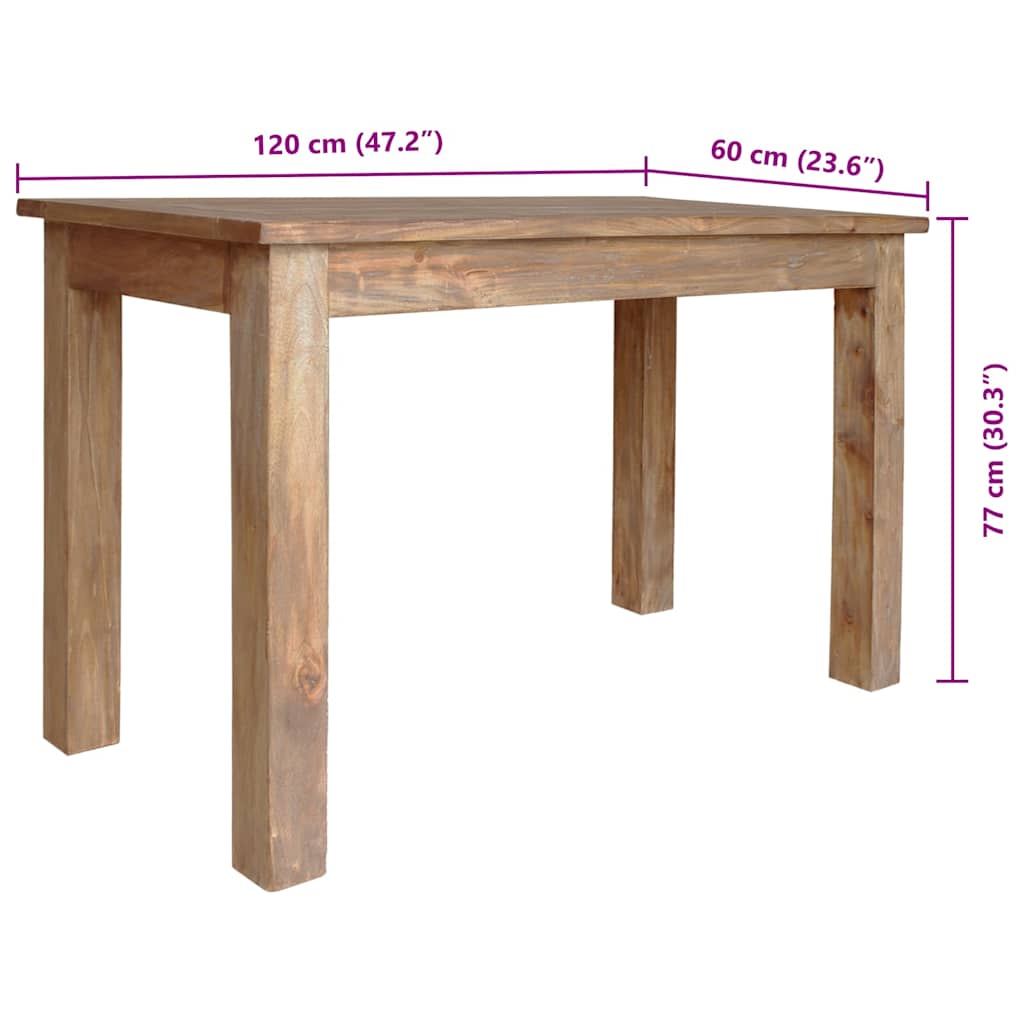 vidaXL Τραπεζαρία 120 x 60 x 77 εκ. από Μασίφ Ξύλο Μαόνι