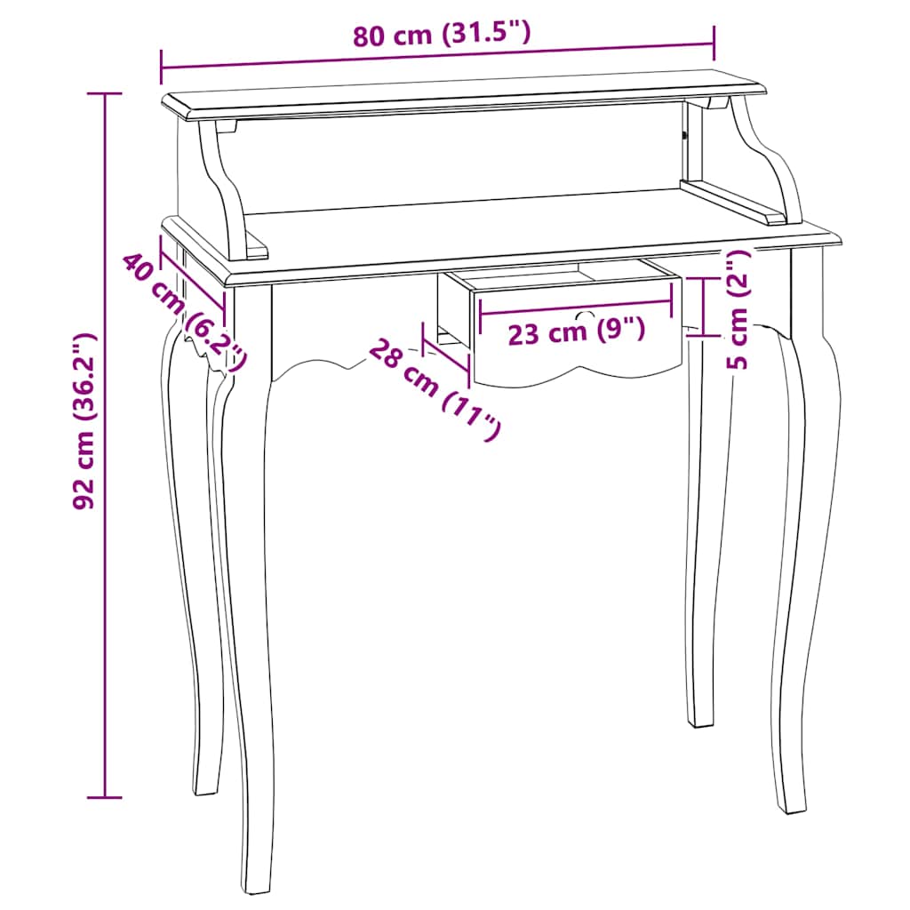 vidaXL Σεκρετέρ 80 x 40 x 92 εκ. από Μασίφ Μαόνι