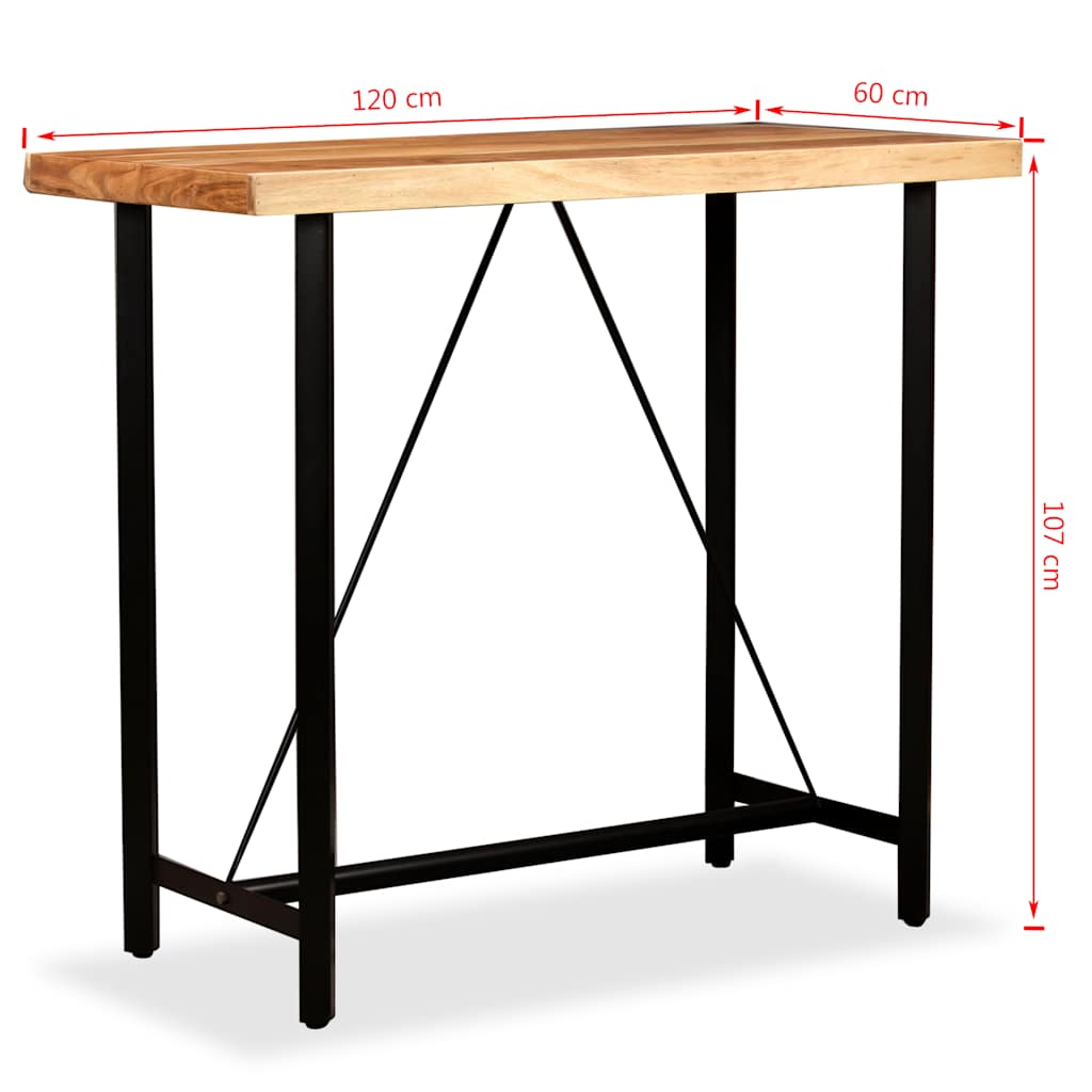 vidaXL Τραπέζι Μπαρ 120 x 60 x 107 εκ. από Μασίφ Ξύλο Ακακίας