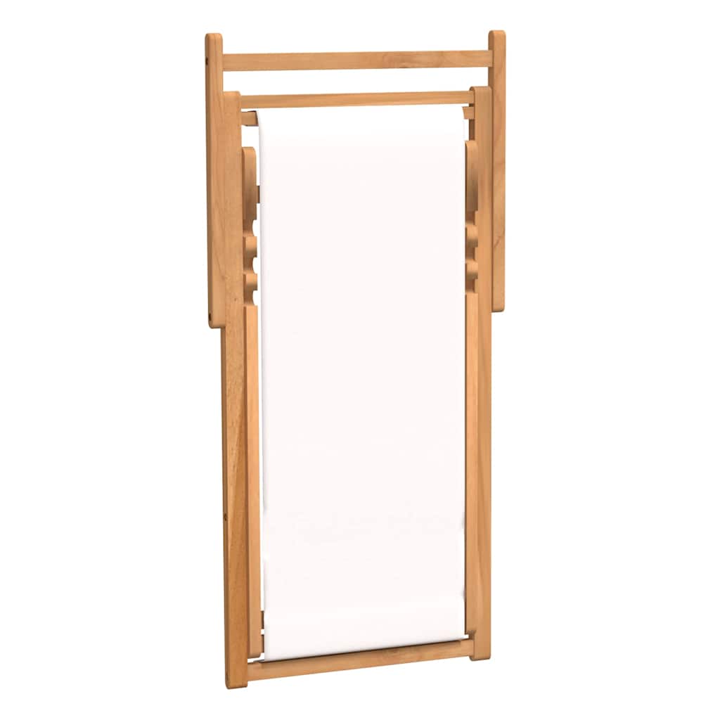 vidaXL Ξαπλώστρα Κρεμ 56 x 105 x 96 εκ. από Ξύλο Teak