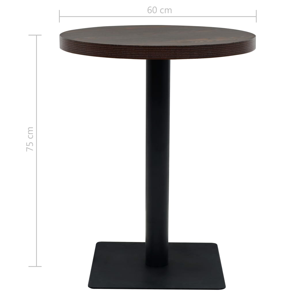 vidaXL Τραπέζι Bistro Στρογγυλό Σκούρο Σταχτί 60 x 75 εκ. MDF / Ατσάλι
