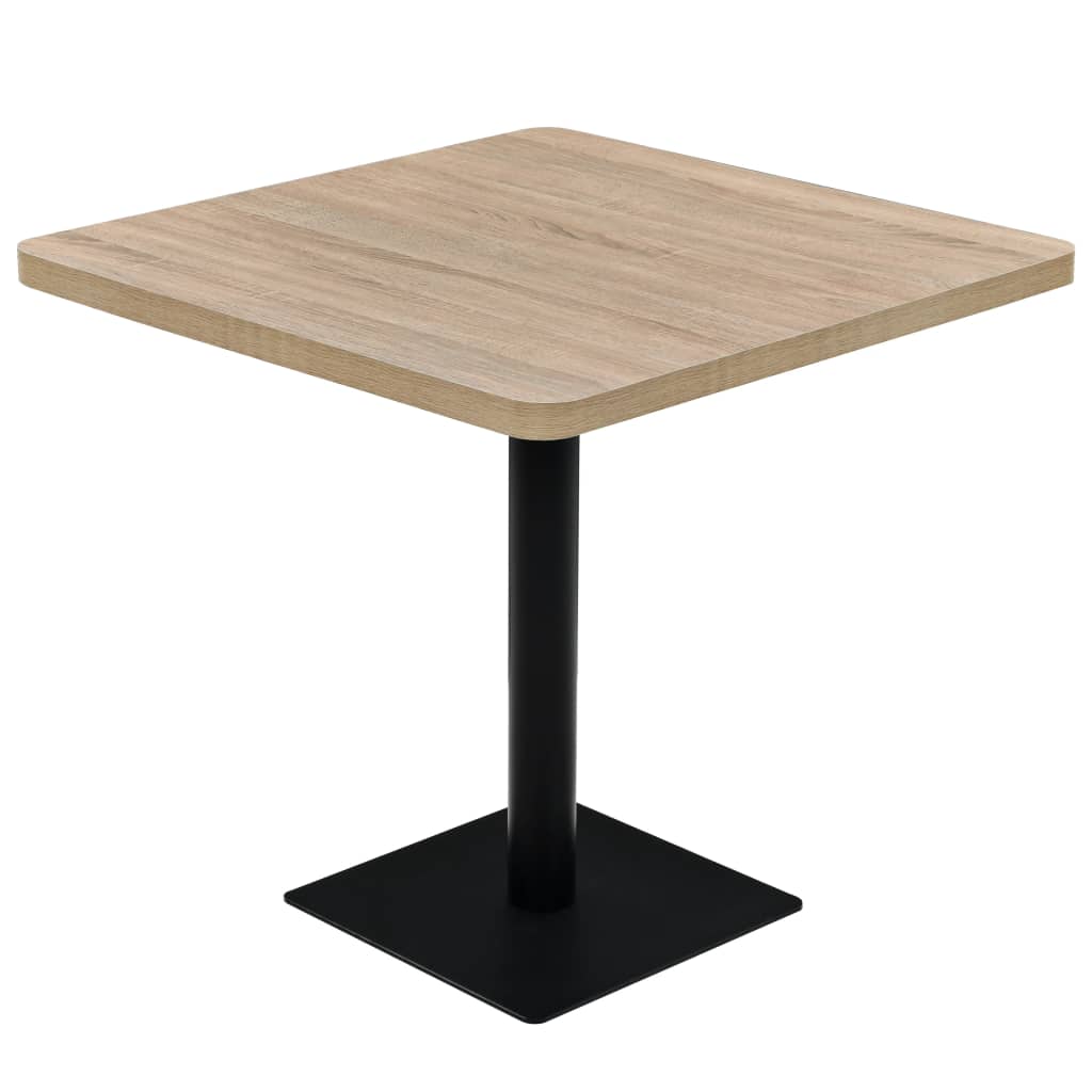 vidaXL Τραπέζι Bistro Τετράγωνο Χρώμα Δρυός 80x80x75 εκ. MDF/Ατσάλι