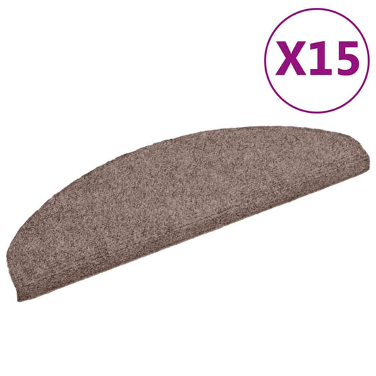 vidaXL Πατάκια Σκαλιών Αυτοκόλλητα 15 τεμ. 65x21x4 εκ. Ανοιχτό Καφέ Ημίστρογγυλά Μεγάλα