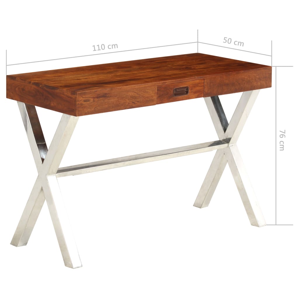 vidaXL Γραφείο 110x50x76 εκ. Μασίφ Ξύλο Ακακίας/Μελί Φινίρισμα