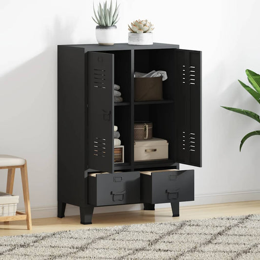 vidaXL Ντουλάπι με Βιομηχανικό Στιλ Μαύρο 67 x 35 x 107 εκ. Μεταλλικό