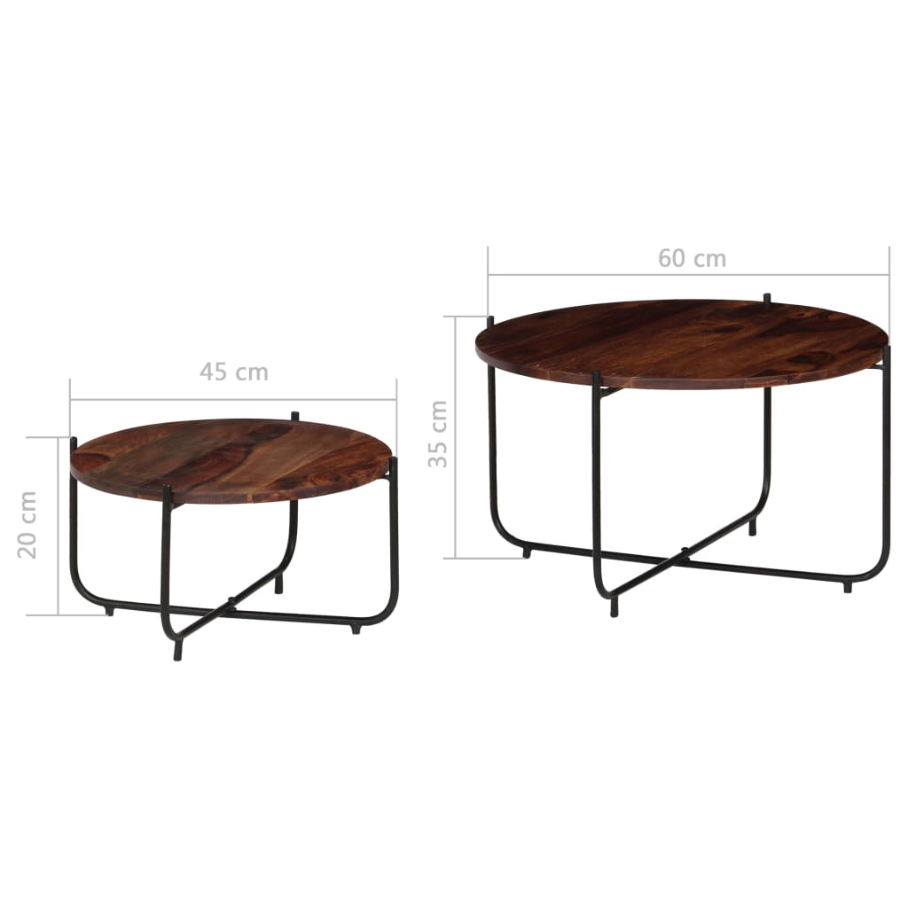 vidaXL Σετ Τραπεζάκια Σαλονιού 2 τεμ. 60 x 35 εκ. Μασίφ Ξύλο Ακακίας