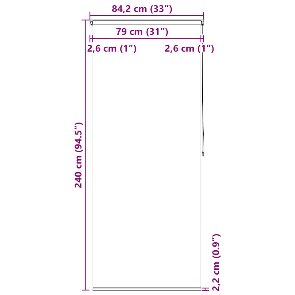 vidaXL Κουρτίνα Μπάνιου Ρολό Σχέδιο Πιτσιλιά 80 x 240 εκ.
