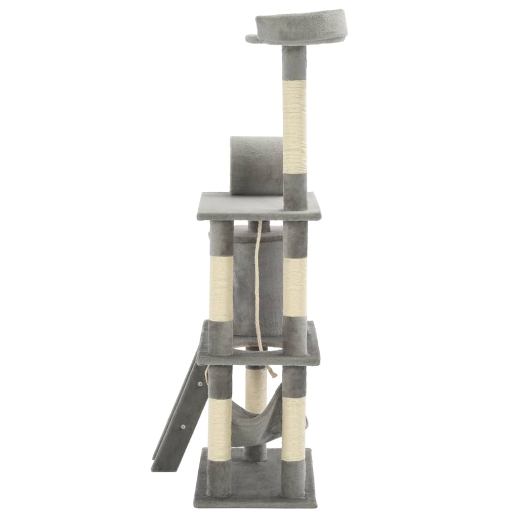 vidaXL Γατόδεντρο Γκρι 140 εκ. με Στύλους Ξυσίματος από Σχοινί Σιζάλ
