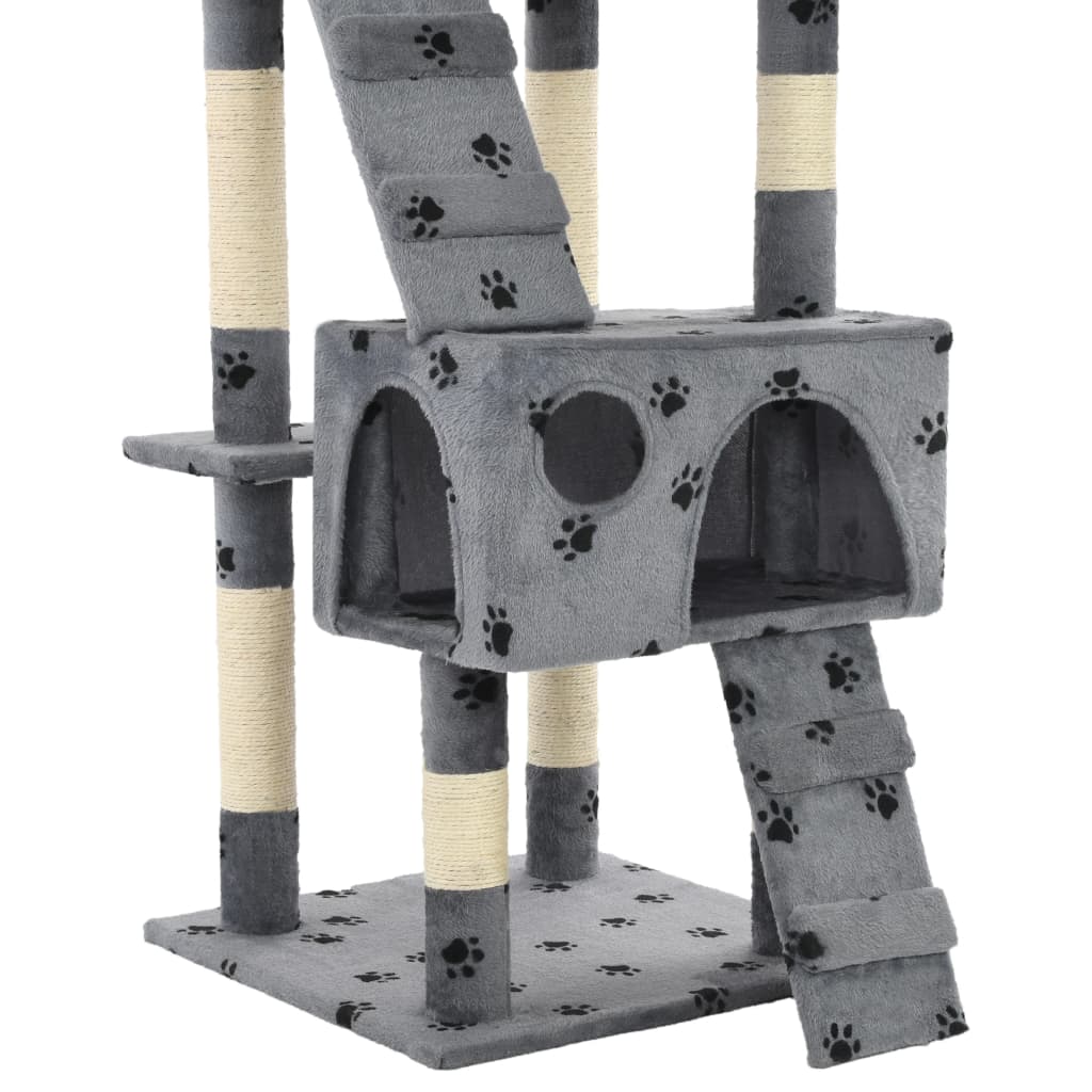 vidaXL Γατόδεντρο Τύπωμα Πατούσας Γκρι 170 εκ. με Στύλους από Σιζάλ
