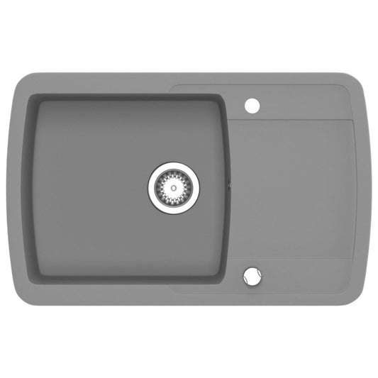 vidaXL Νεροχύτης με Μονή Γούρνα Γκρι Γρανιτένιος