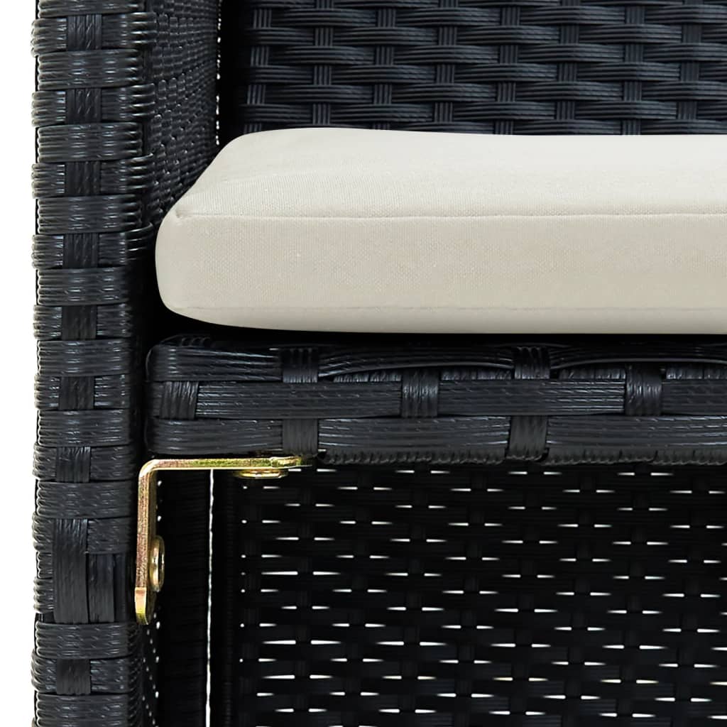 vidaXL Καναπές Κήπου Διθέσιος Μαύρος από Συνθετικό Ρατάν με Μαξιλάρια