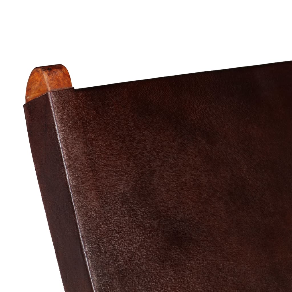 vidaXL Καρέκλα Πτυσσόμενη Καφέ από Γνήσιο Δέρμα