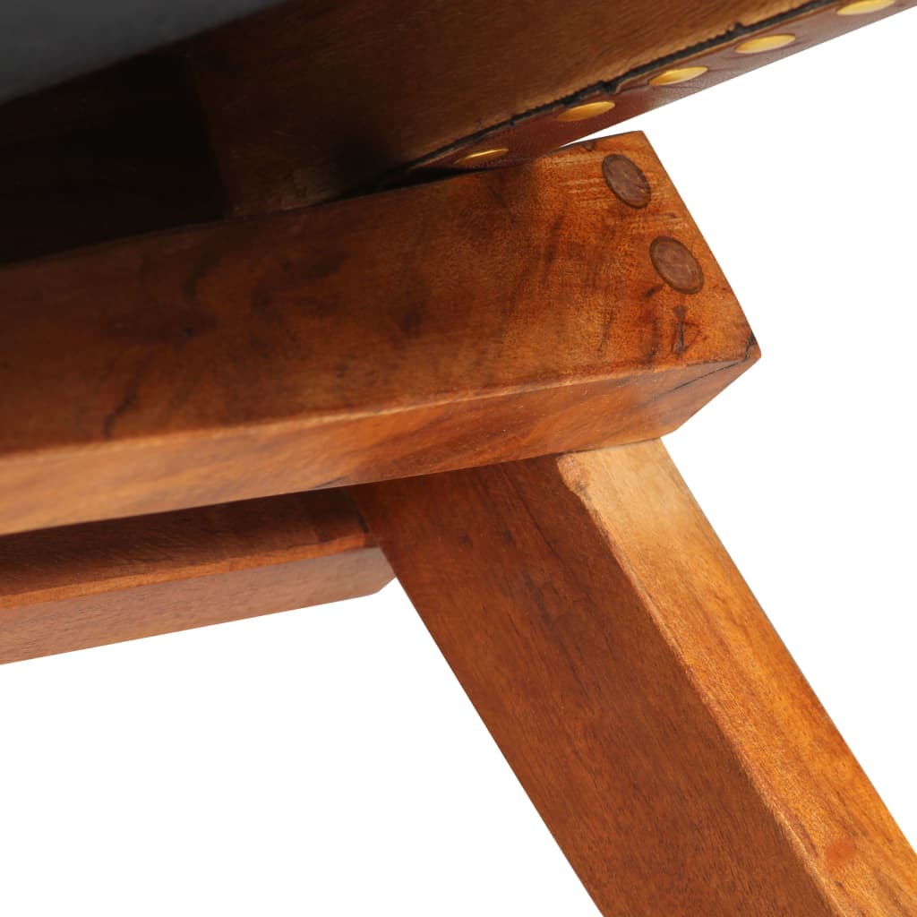 vidaXL Καρέκλα Πτυσσόμενη Καφέ από Γνήσιο Δέρμα