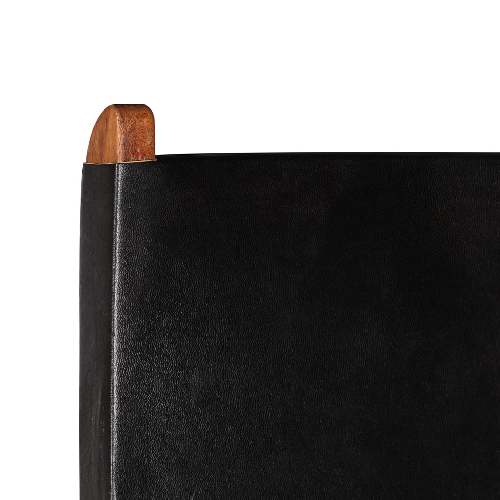 vidaXL Καρέκλα Πτυσσόμενη Μαύρη από Γνήσιο Δέρμα