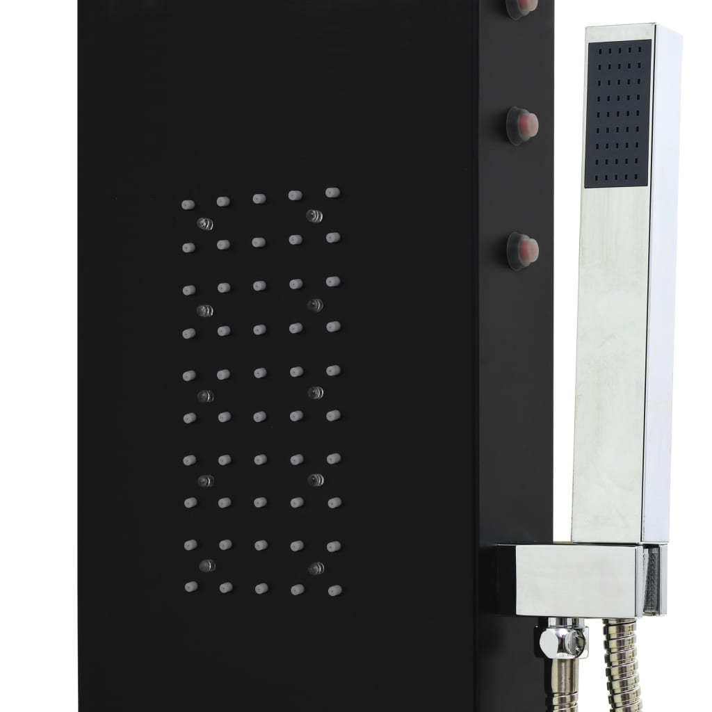 vidaXL Στήλη Ντους Υδρομασάζ Μαύρη 20x44x130 εκ. από Αλουμίνιο