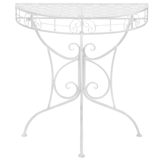 vidaXL Τραπέζι Βοηθητικό Ημικυκλικό Vintage Ασημί 72x36x74 εκ. Μέταλλο