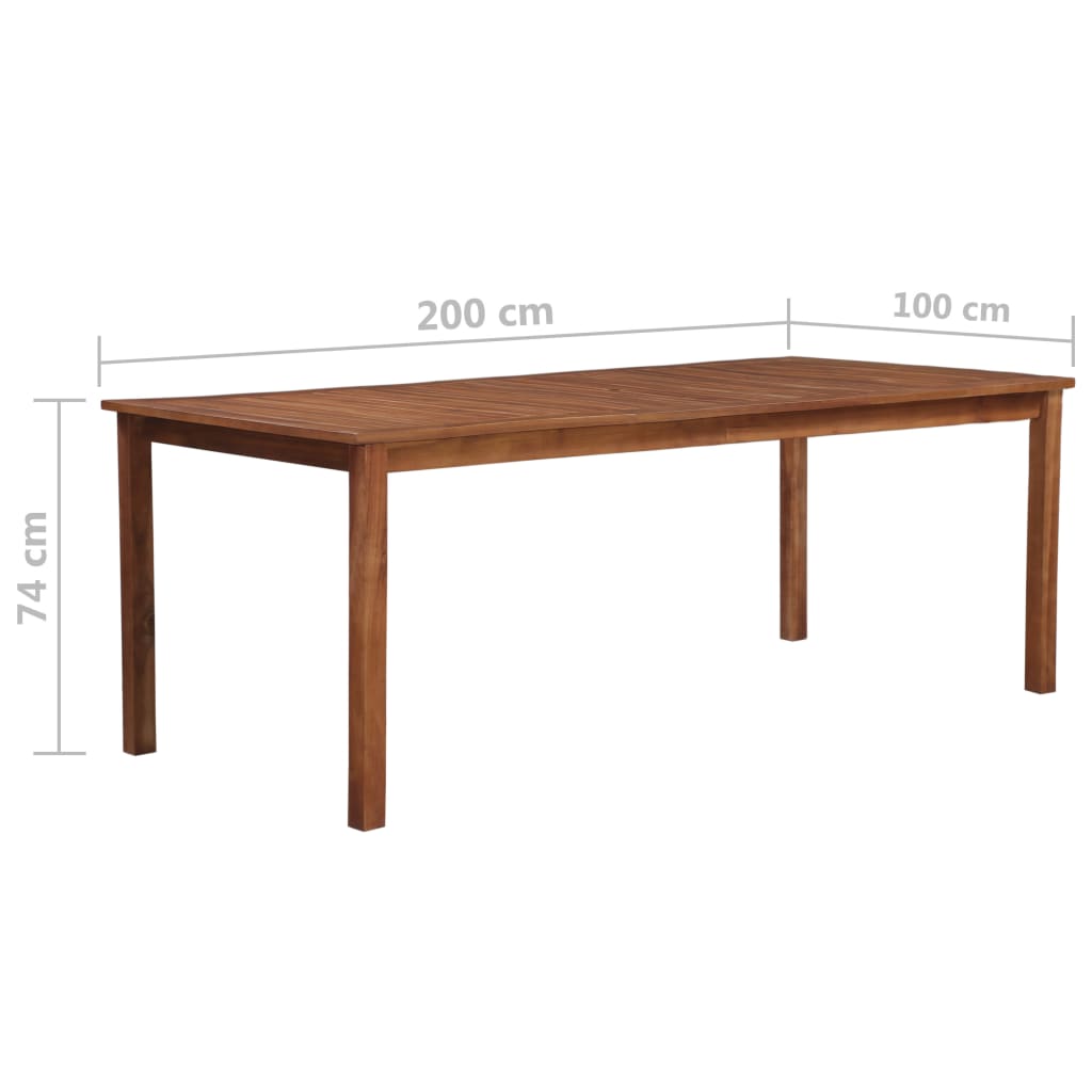 vidaXL Τραπέζι Κήπου 200 x 100 x 74 εκ. από Μασίφ Ξύλο Ακακίας