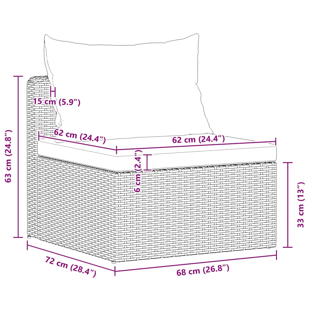 vidaXL Σαλόνι Κήπου 3 Τεμαχίων Γκρι από Συνθετικό Ρατάν με Μαξιλάρια