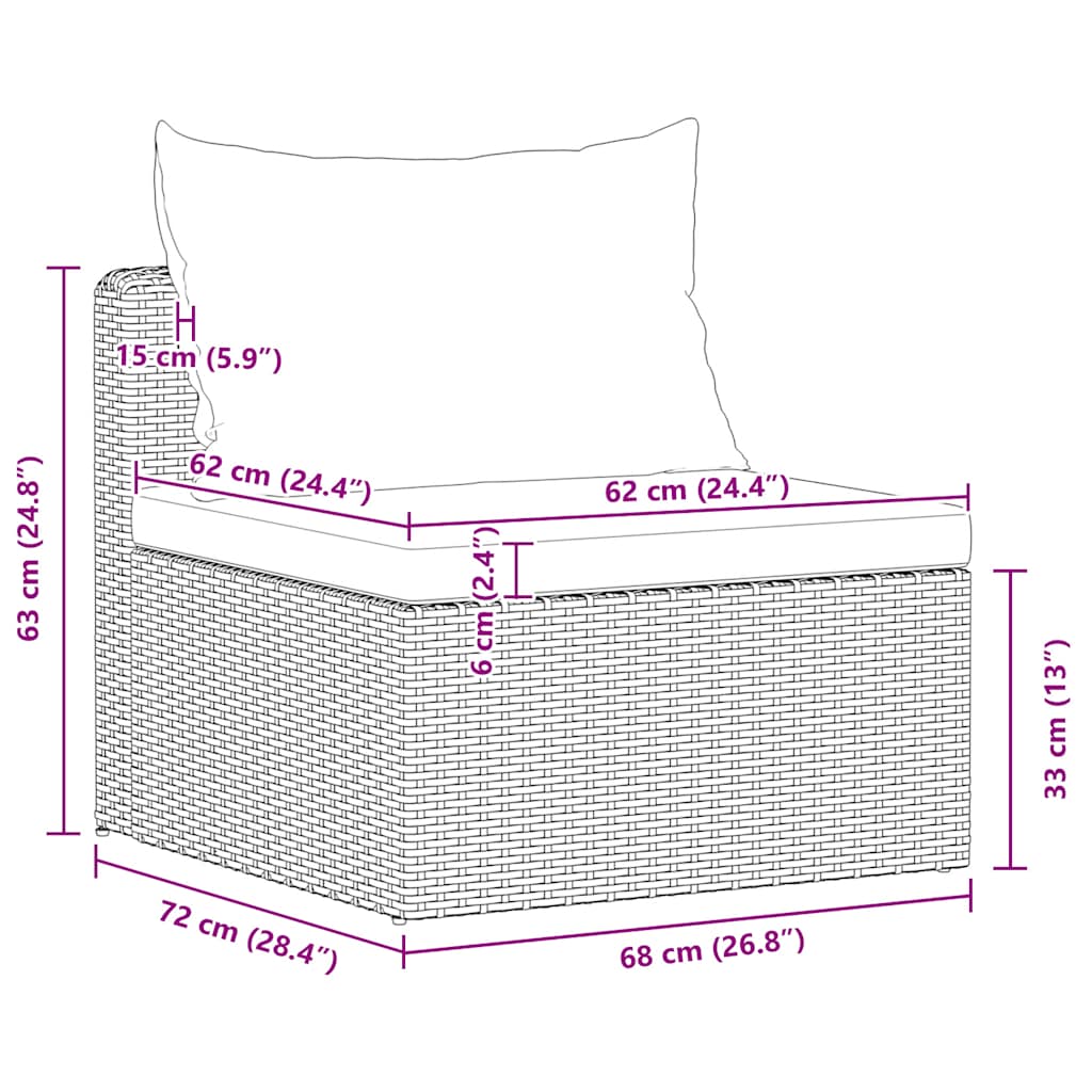 vidaXL Σαλόνι Κήπου 4 Τεμαχίων Γκρι από Συνθετικό Ρατάν με Μαξιλάρια