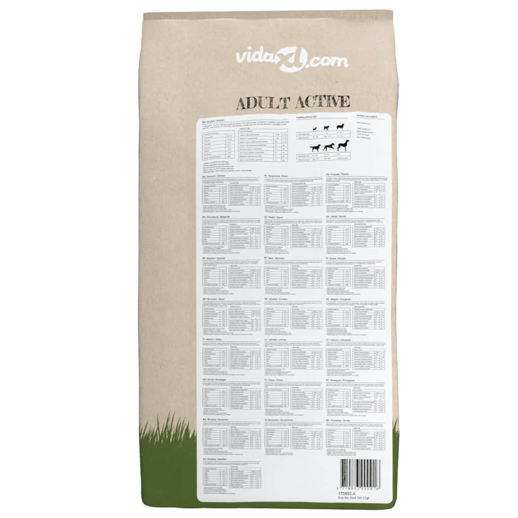 vidaXL Ξηρά Τροφή Σκύλων Premium Adult Active Chicken & Fish 2τεμ 30 κ