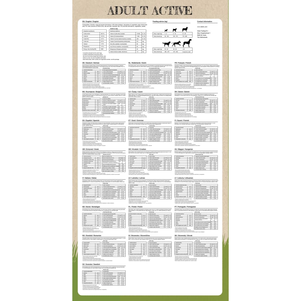 vidaXL Ξηρά Τροφή Σκύλων Premium Adult Active Chicken & Fish 2τεμ 30 κ
