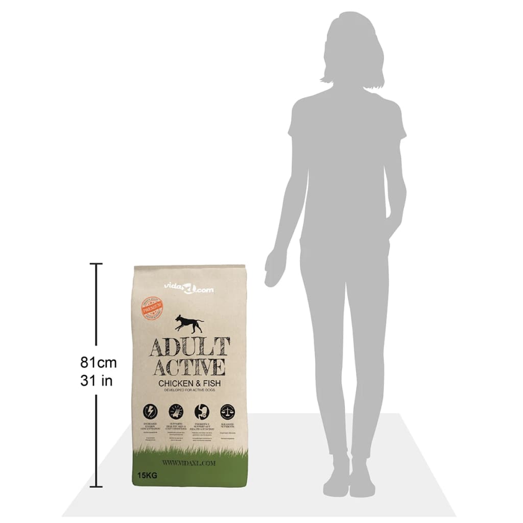 vidaXL Ξηρά Τροφή Σκύλων Premium Adult Active Chicken & Fish 2τεμ 30 κ