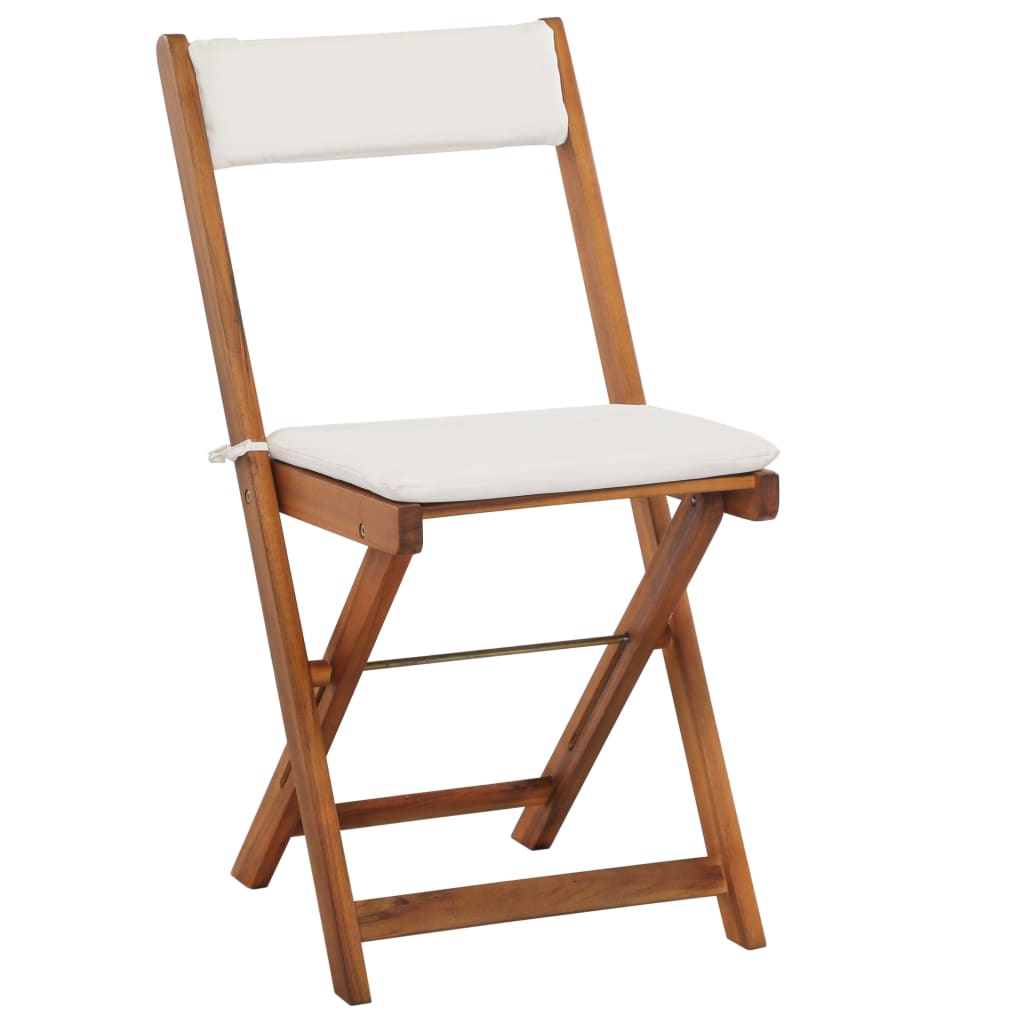 vidaXL Σετ Επίπλων Bistro Πτυσσόμενο 3 τεμ. Ξύλο Ακακίας με Μαξιλάρια