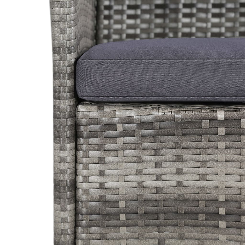 vidaXL Σετ Τραπεζαρίας Εξ. Χώρου 11 τεμ. Γκρι Συνθ. Ρατάν με Μαξιλάρια