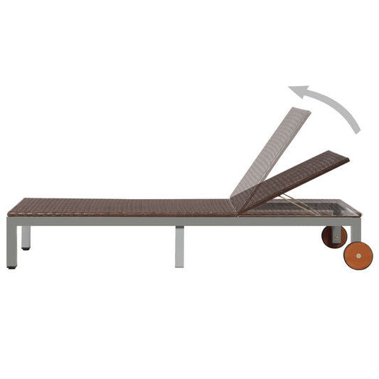 vidaXL Ξαπλώστρα Καφέ από Συνθετικό Ρατάν με Ρόδες